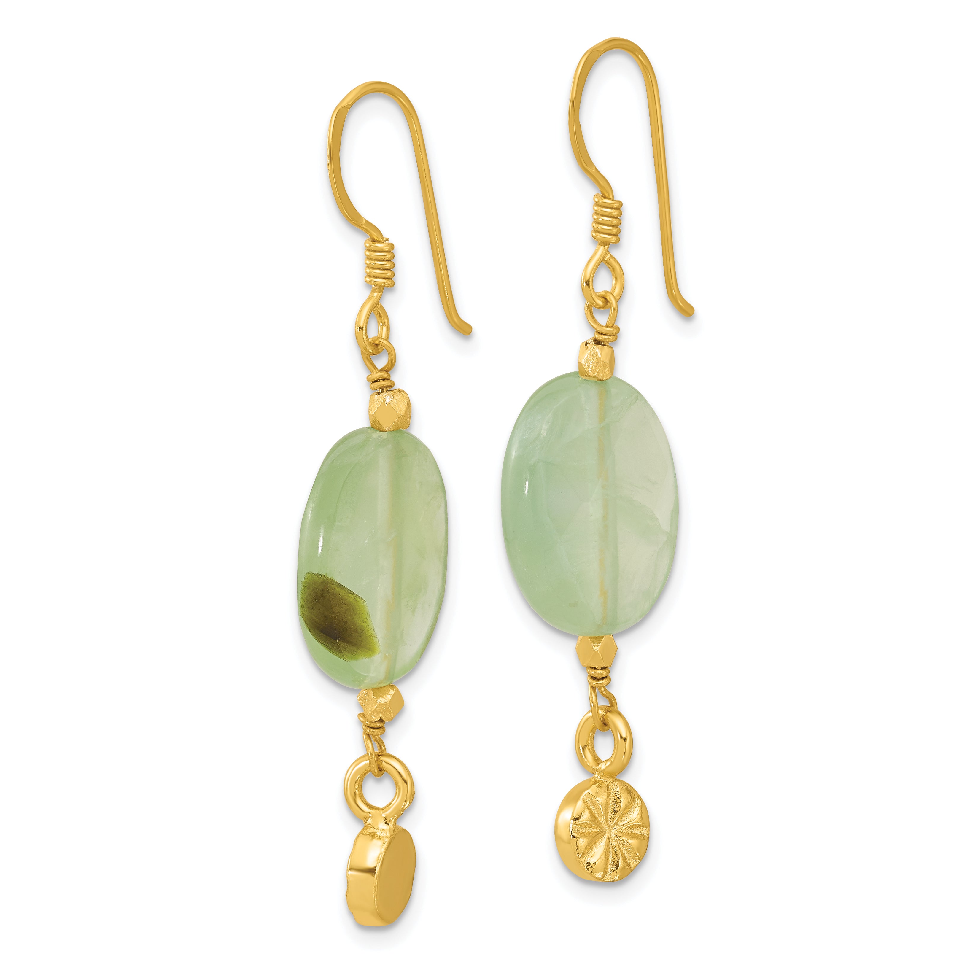 Sterling Silver Gold-plated Prehnite Dangle Earrings Secondary image
