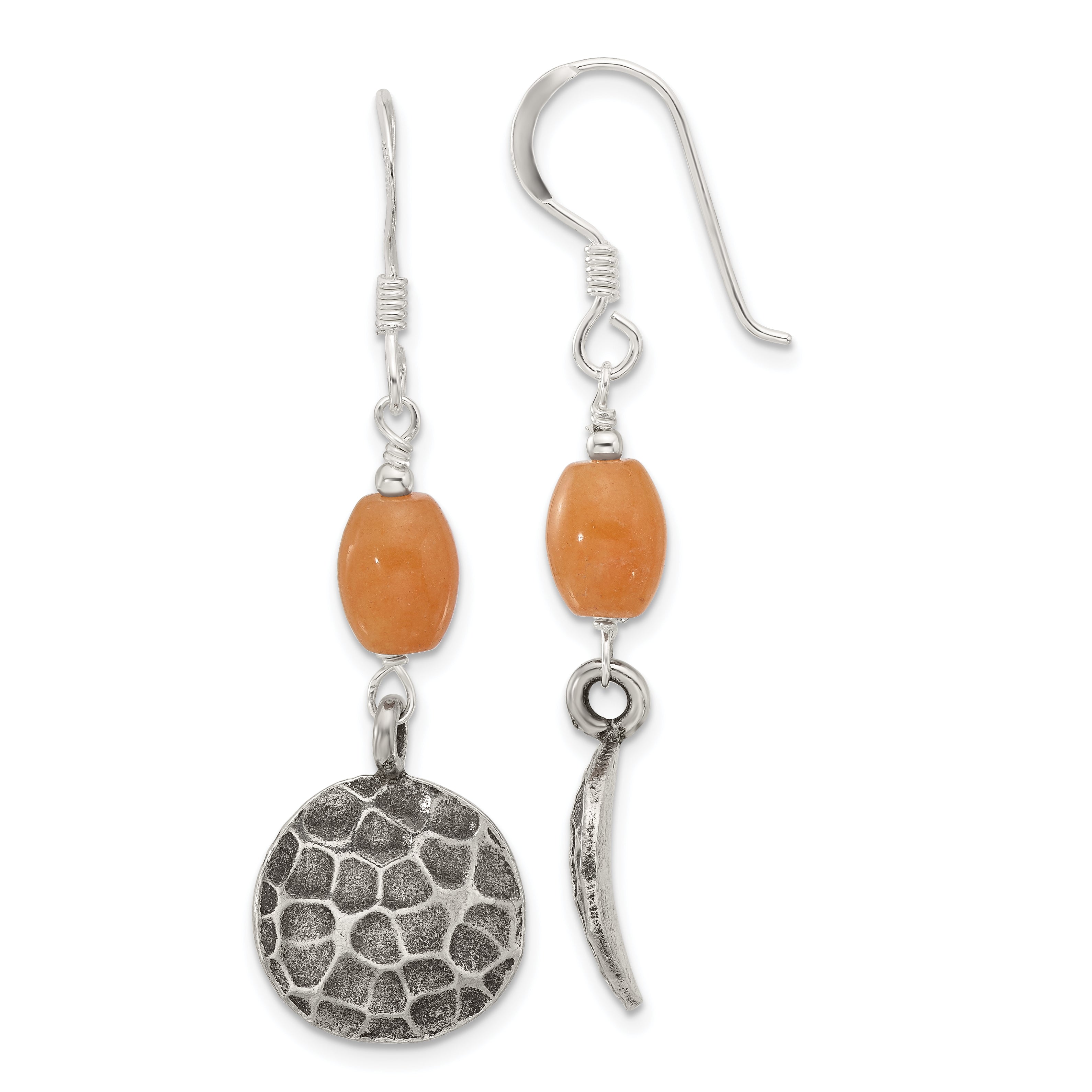 Sterling Silver Oxidized Aventurine Dangle Shepherd Hook Earrings Main image