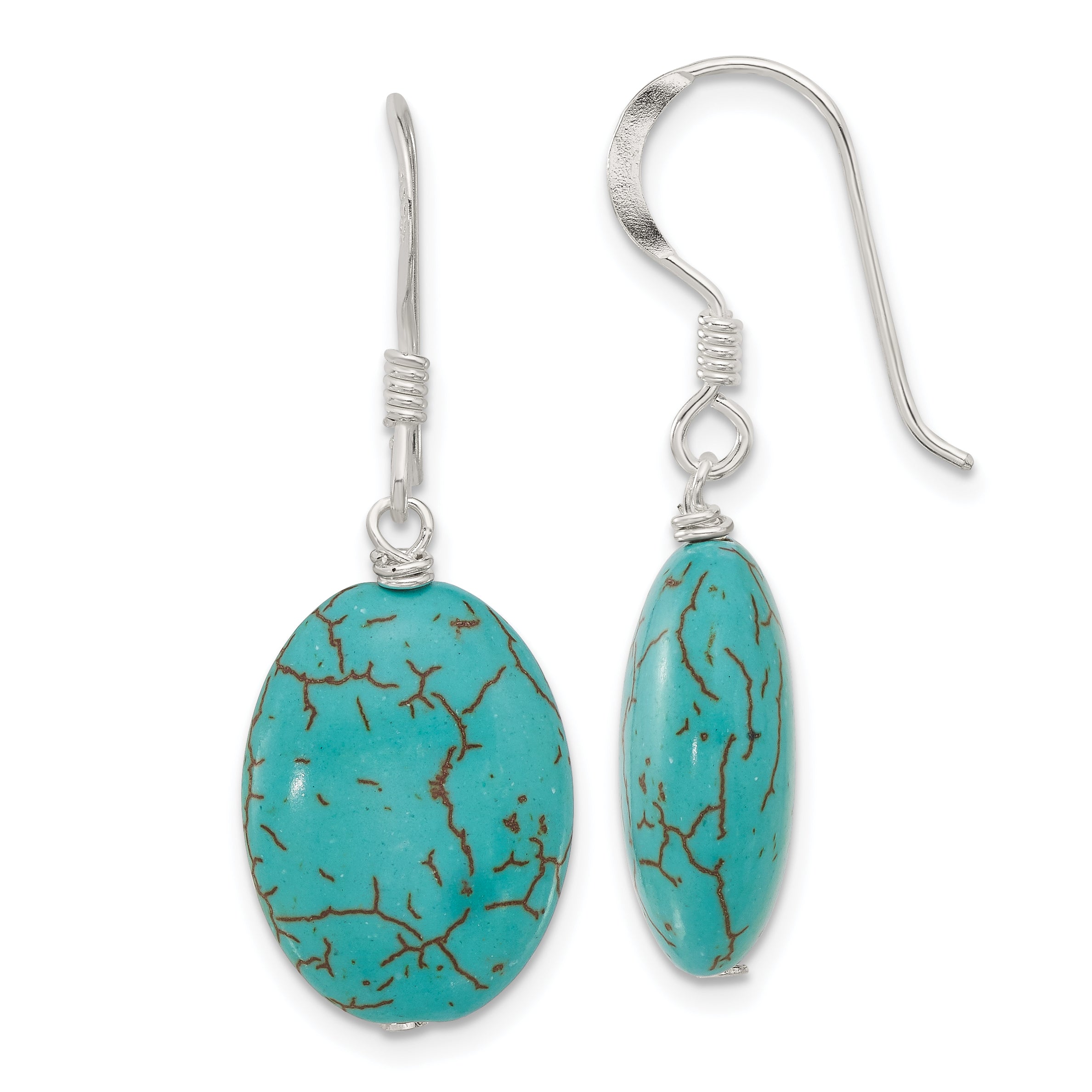 Sterling Silver Recon. Magnesite Dangle Shepherd Hook Earrings Main image