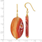 Sterling Silver Gold-plated Red Sardonyx Dangle Earrings