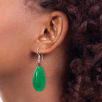 Sterling Silver Green Jade/Hematite Bronze Color Base Metal Earrings