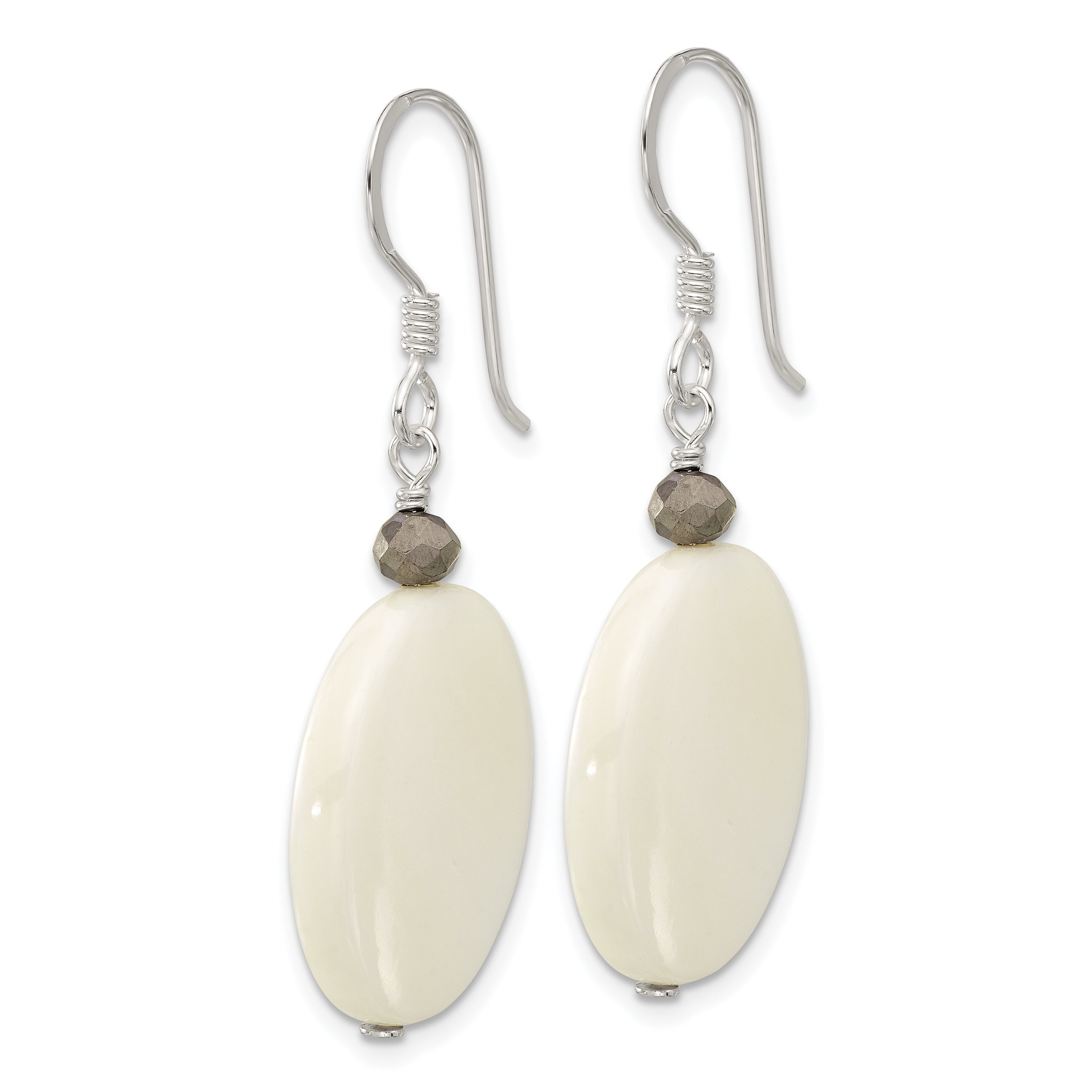 Sterling Silver Mother of Pearl and Crystal Dangle Earrings Secondary image