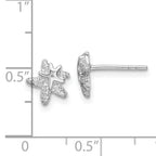 Sterling Silver RH-plated Polished and Textured Starfish Earrings