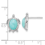 Sterling Silver Rhodium-plated Amazonite Turtle Post Earrings