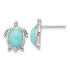 Sterling Silver Rhodium-plated Amazonite Turtle Post Earrings