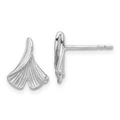 Sterling Silver Rhodium-plated Floral Leaf Post Earrings
