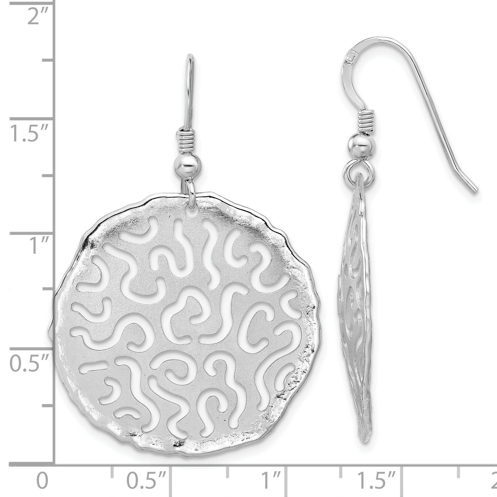 Sterling Silver Rhodium Plated Polished and Brushed Earrings