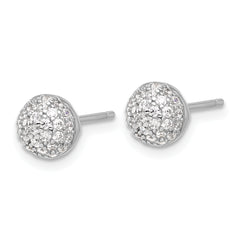 Sterling Silver Rhodium-plated Micro Pave CZ Ball Stud Earrings