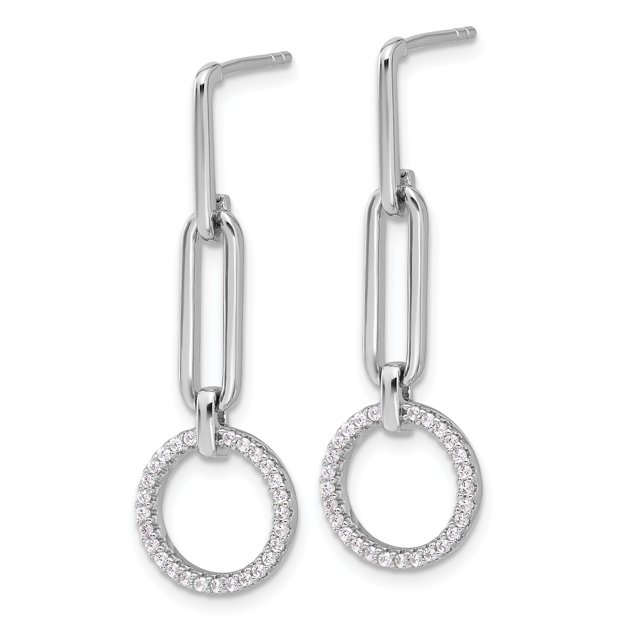 Pure Fire Sterling Silver Rhod-plated CZ Dangle Post Earrings Secondary image