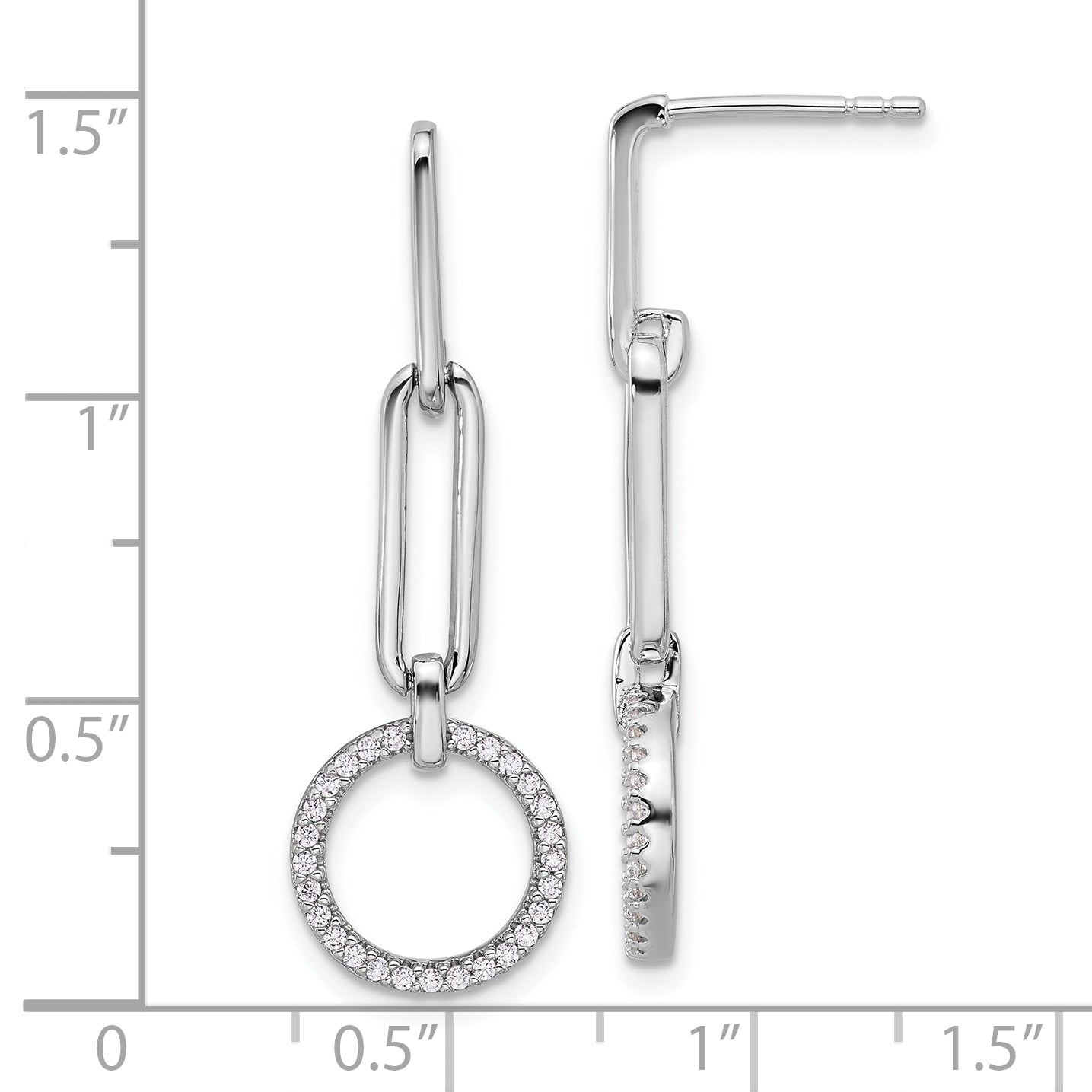 Pure Fire Sterling Silver Rhod-plated CZ Dangle Post Earrings