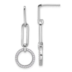 Pure Fire Sterling Silver Rhod-plated CZ Dangle Post Earrings