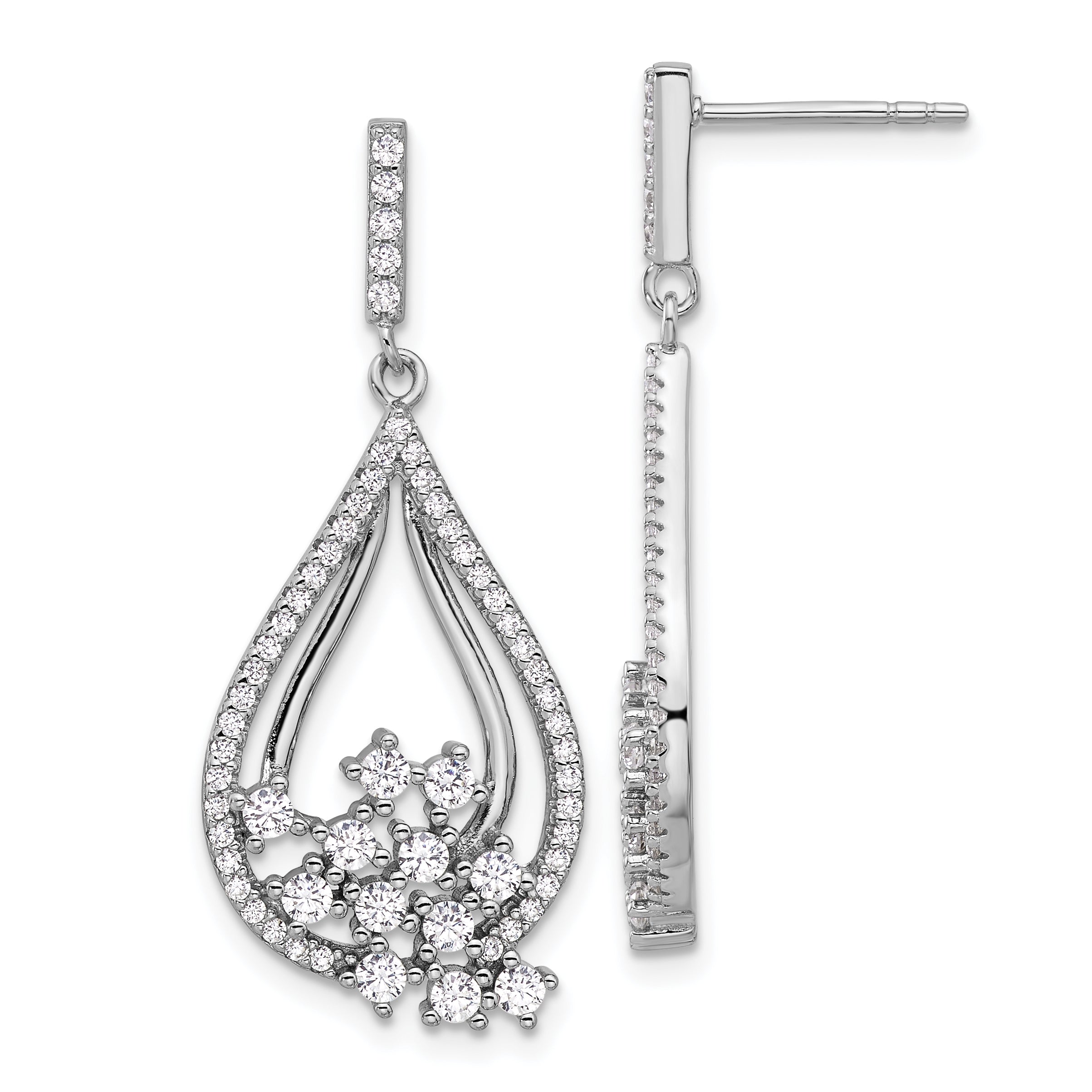 Sterling Silver Rhodium-plated Fancy CZ Dangle Earrings Main image