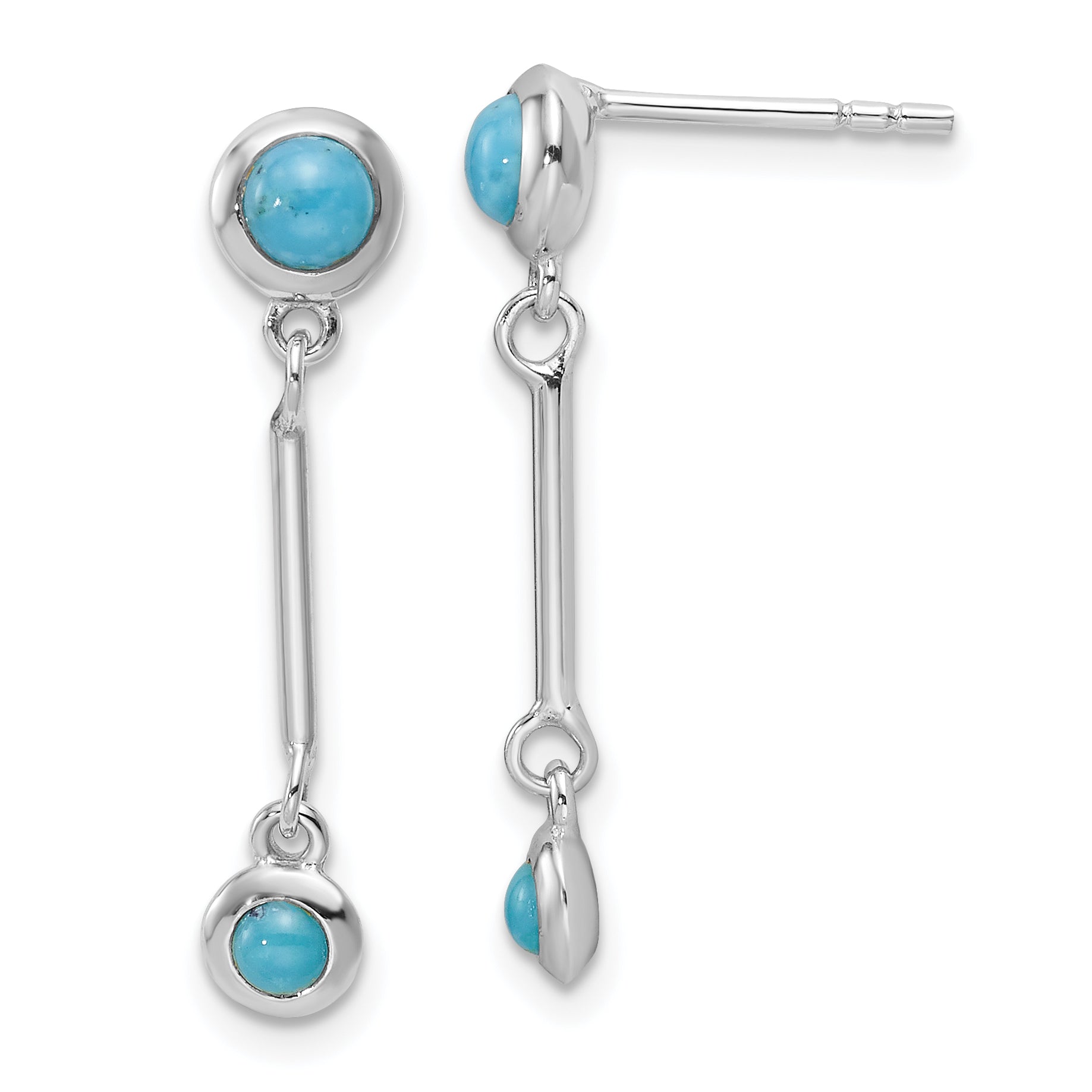 Sterling Silver Rhodium-plated Turquoise Drop Dangle Earrings Main image