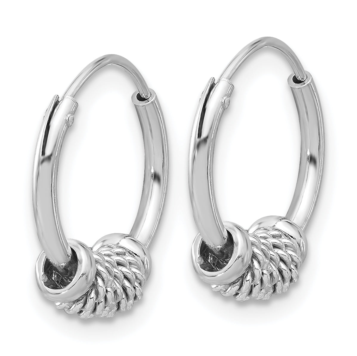 Sterling Silver Rhodium-plated Polished/Textured Endless Hoop Earrings Secondary image