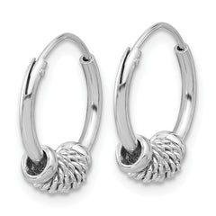 Sterling Silver Rhodium-plated Polished/Textured Endless Hoop Earrings