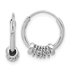 Sterling Silver Rhodium-plated Polished/Textured Endless Hoop Earrings