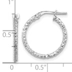 Sterling Silver Rhodium-plated Polished Textured 1.60mm Hoop Earrings