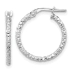 Sterling Silver Rhodium-plated Polished Textured 1.60mm Hoop Earrings