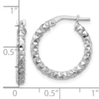 Sterling Silver Rhodium-plated Polished Textured 2.50mm Hoop Earrings