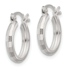 Sterling Silver Polished Textured Hoop Earrings