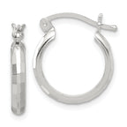 Sterling Silver Polished Textured Hoop Earrings