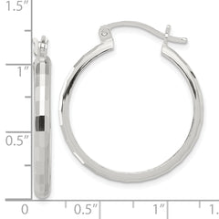 Sterling Silver Polished Textured Hoop Earrings
