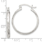 Sterling Silver Polished Textured Hoop Earrings