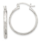 Sterling Silver Polished Textured Hoop Earrings