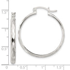 Sterling Silver Polished Textured Hoop Earrings