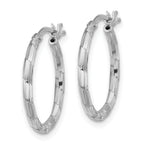 Sterling Silver Rhodium-plated Polished Textured 1.60mm Hoop Earrings