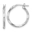 Sterling Silver Rhodium-plated Polished Textured 1.60mm Hoop Earrings