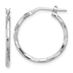 Sterling Silver Rhodium-plated Polished Textured 1.60mm Hoop Earrings