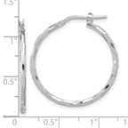 Sterling Silver Rhodium-plated Polished Textured 1.60mm Hoop Earrings
