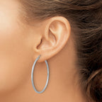 Sterling Silver Rhodium-plated Satin and Polished D/C Hoop Earrings