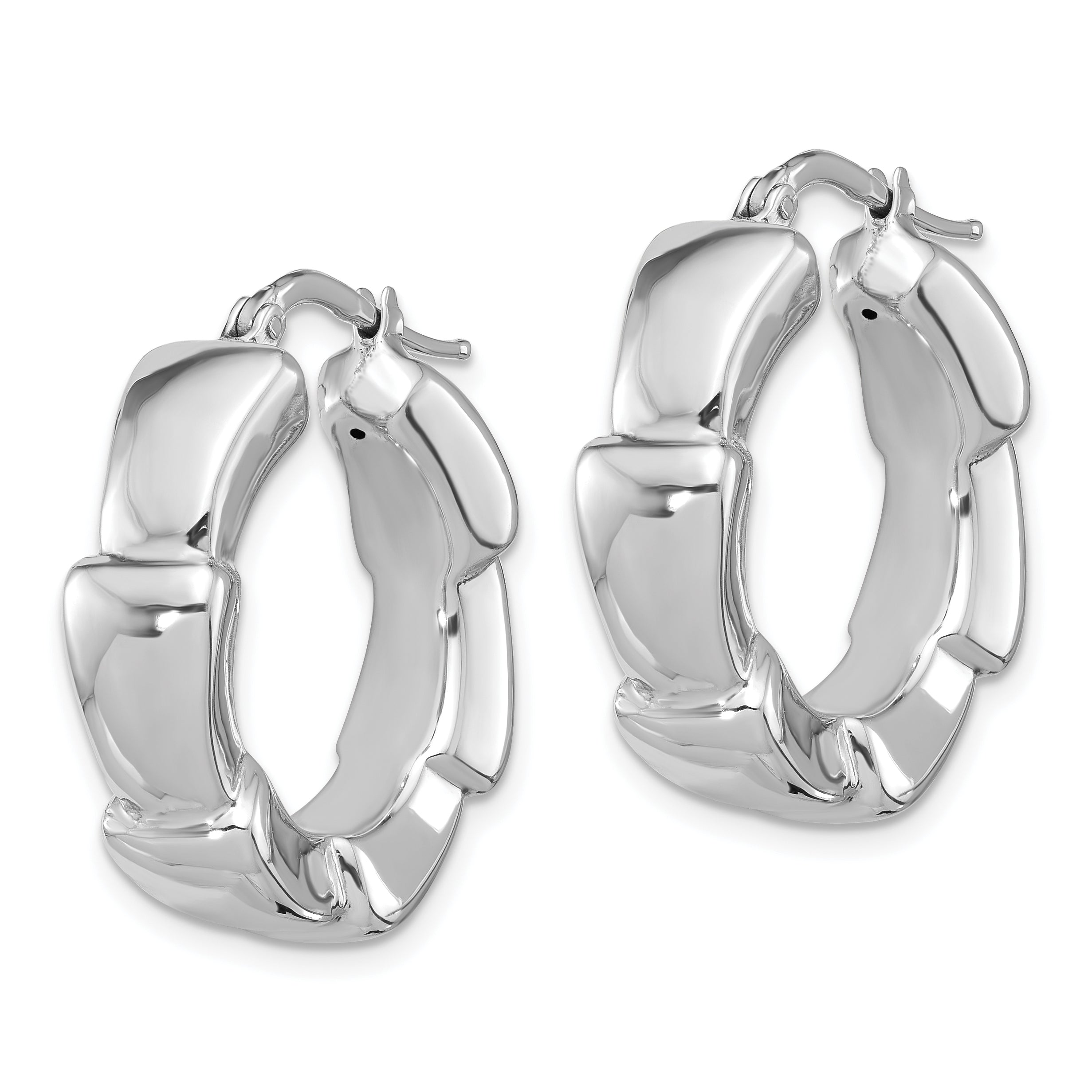 Sterling Silver Rhodium-plated Polished Hoop Earrings Secondary image