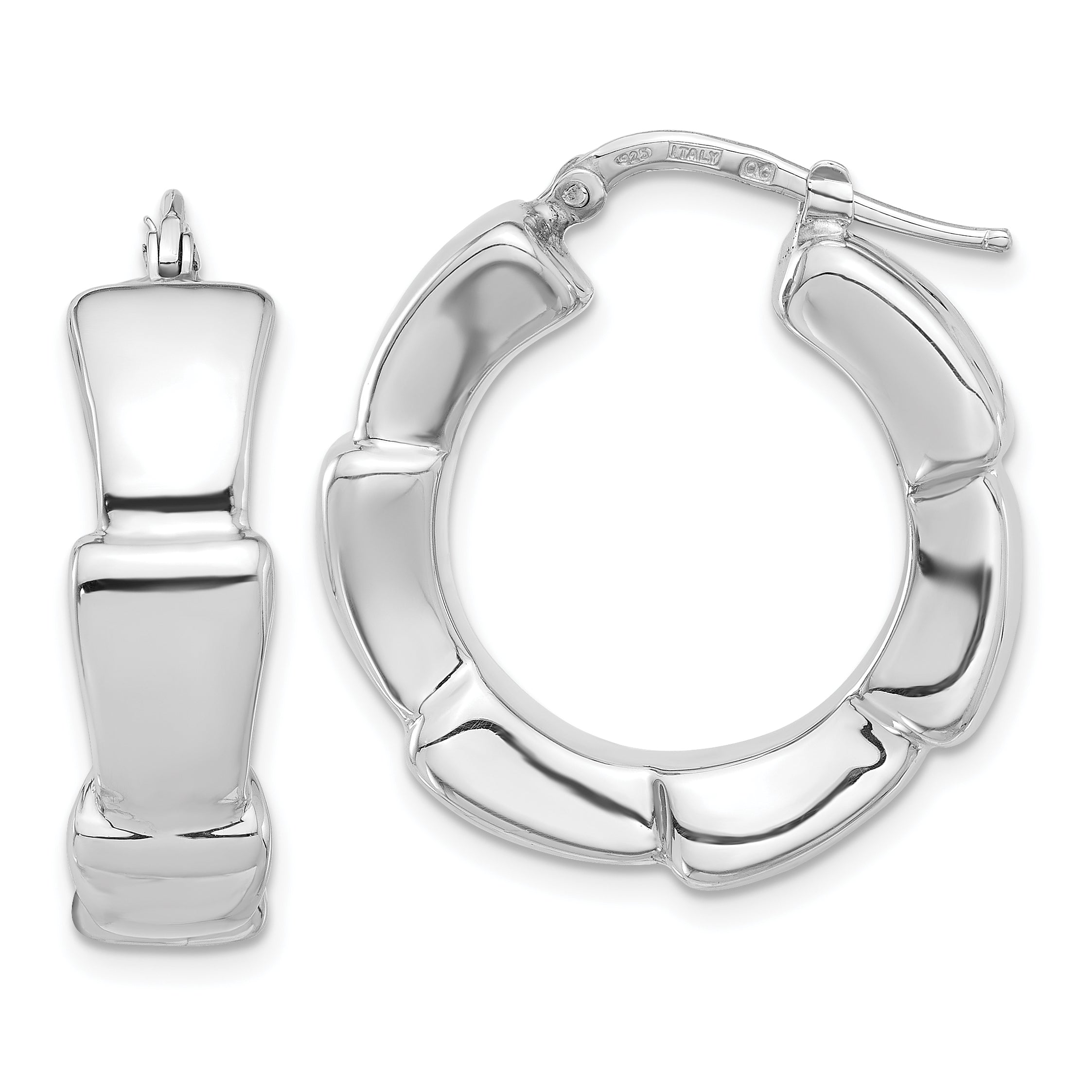 Sterling Silver Rhodium-plated Polished Hoop Earrings Main image