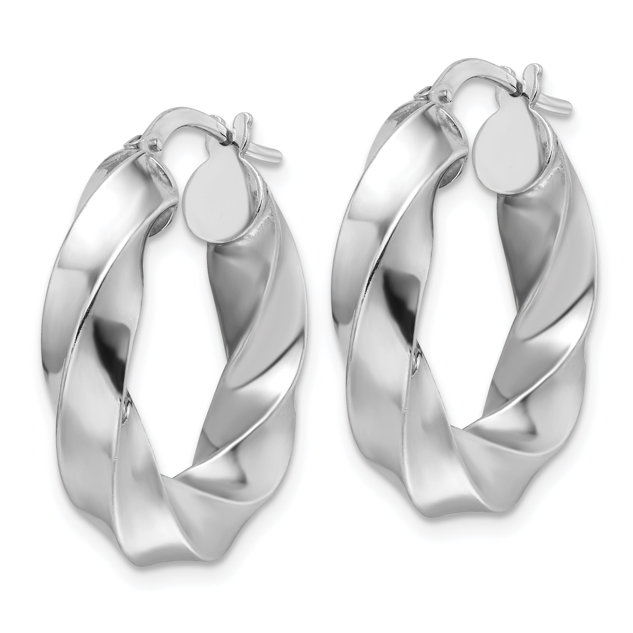 Sterling Silver Rhod-plated Polished 5.25mm Hollow Twisted Hoop Earrings Secondary image