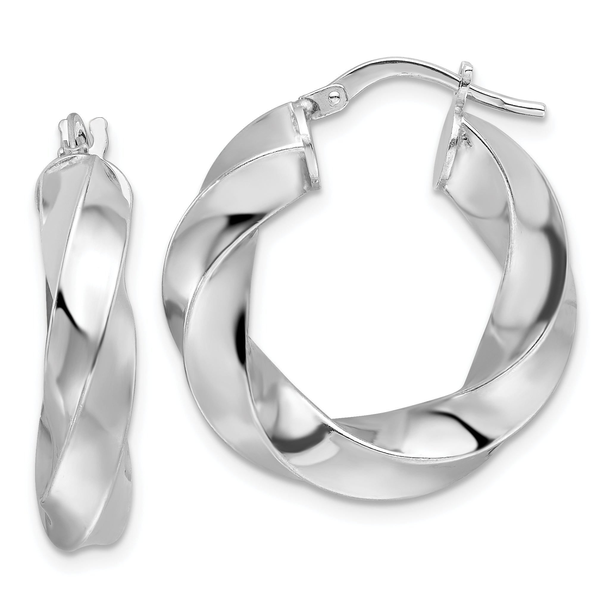 Sterling Silver Rhod-plated Polished 5.25mm Hollow Twisted Hoop Earrings Main image