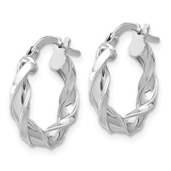Sterling Silver Rhodium-plated Polished Twisted Hoop Earrings