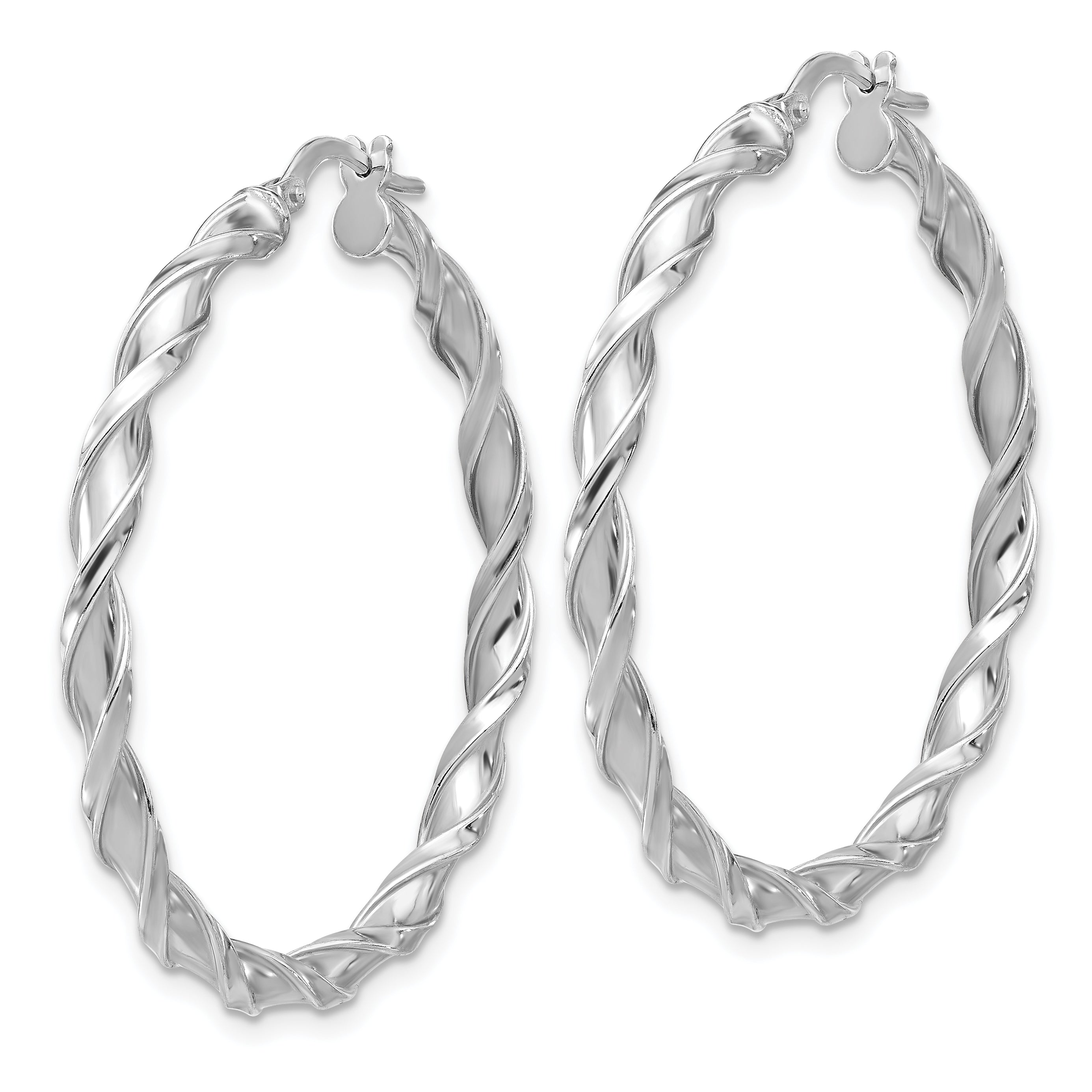 Sterling Silver Rhodium-plated Polished Twisted Hoop Earrings Secondary image