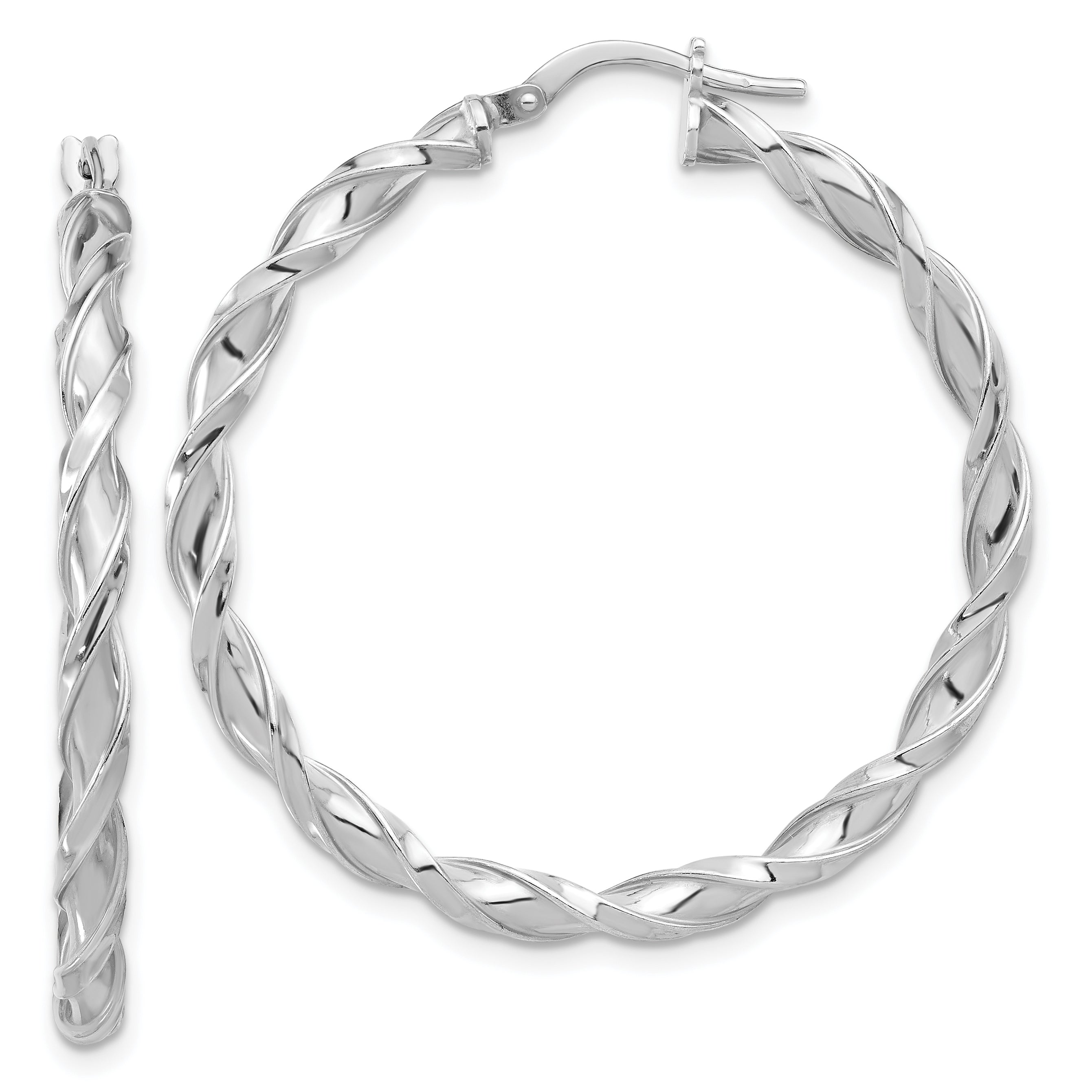 Sterling Silver Rhodium-plated Polished Twisted Hoop Earrings Main image