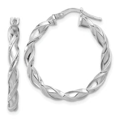 Sterling Silver Rhodium-plated Polished Twisted Hoop Earrings