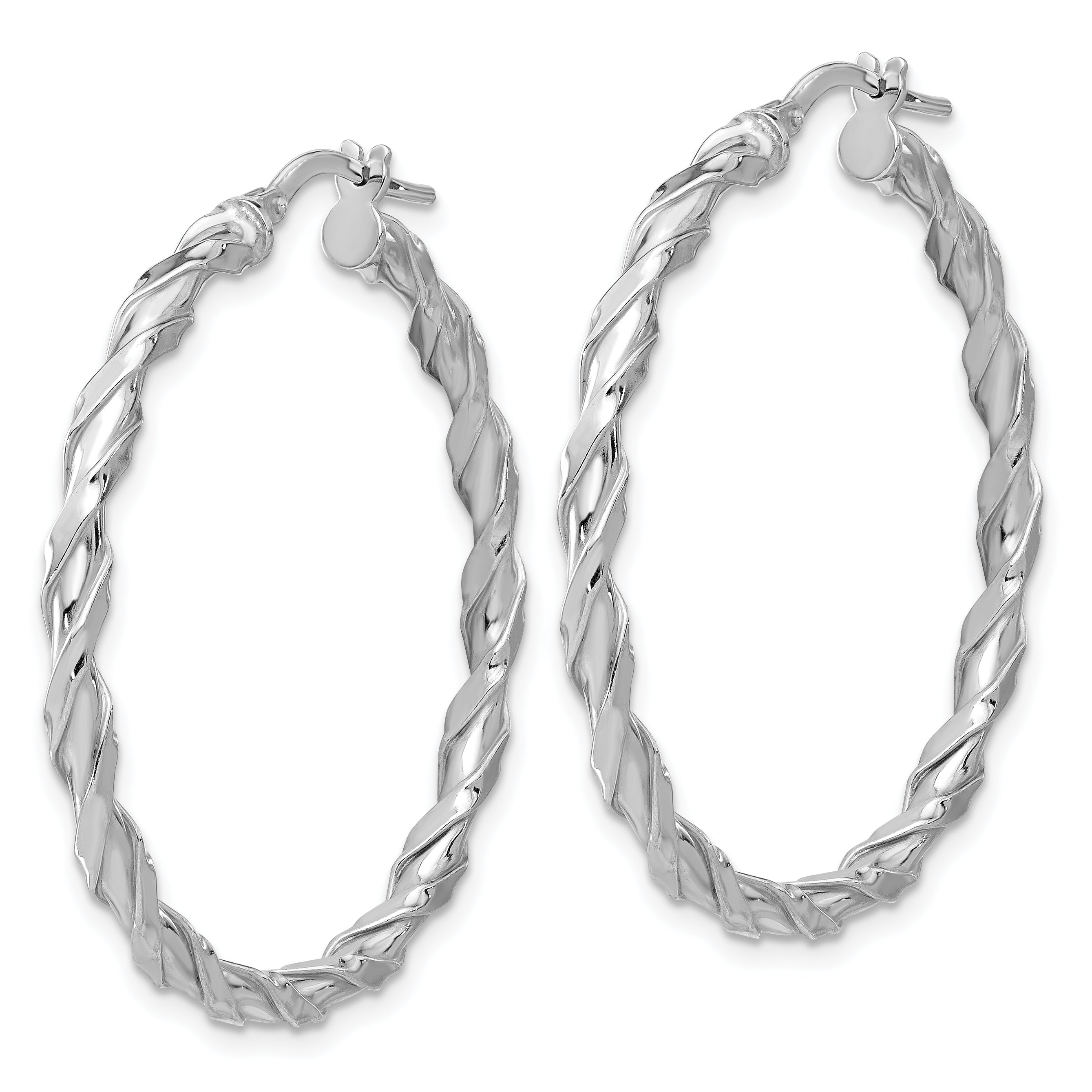 Sterling Silver Rhodium-plated Polished Twisted Hoop Earrings
