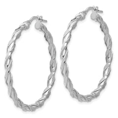Sterling Silver Rhodium-plated Polished Twisted Hoop Earrings