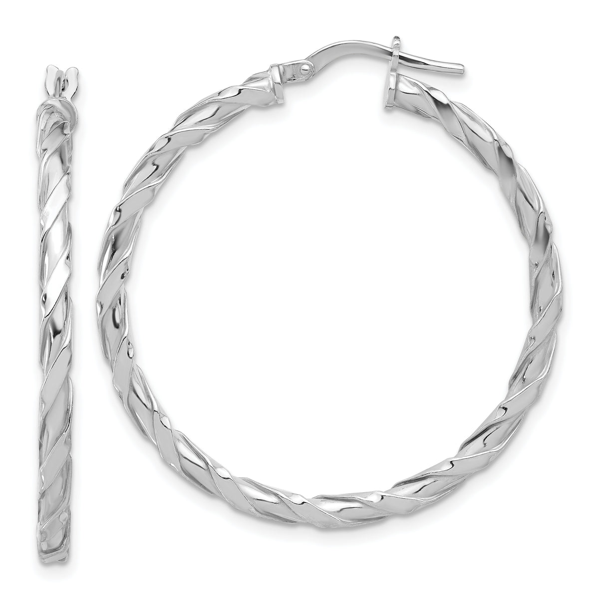 Sterling Silver Rhodium-plated Polished Twisted Hoop Earrings