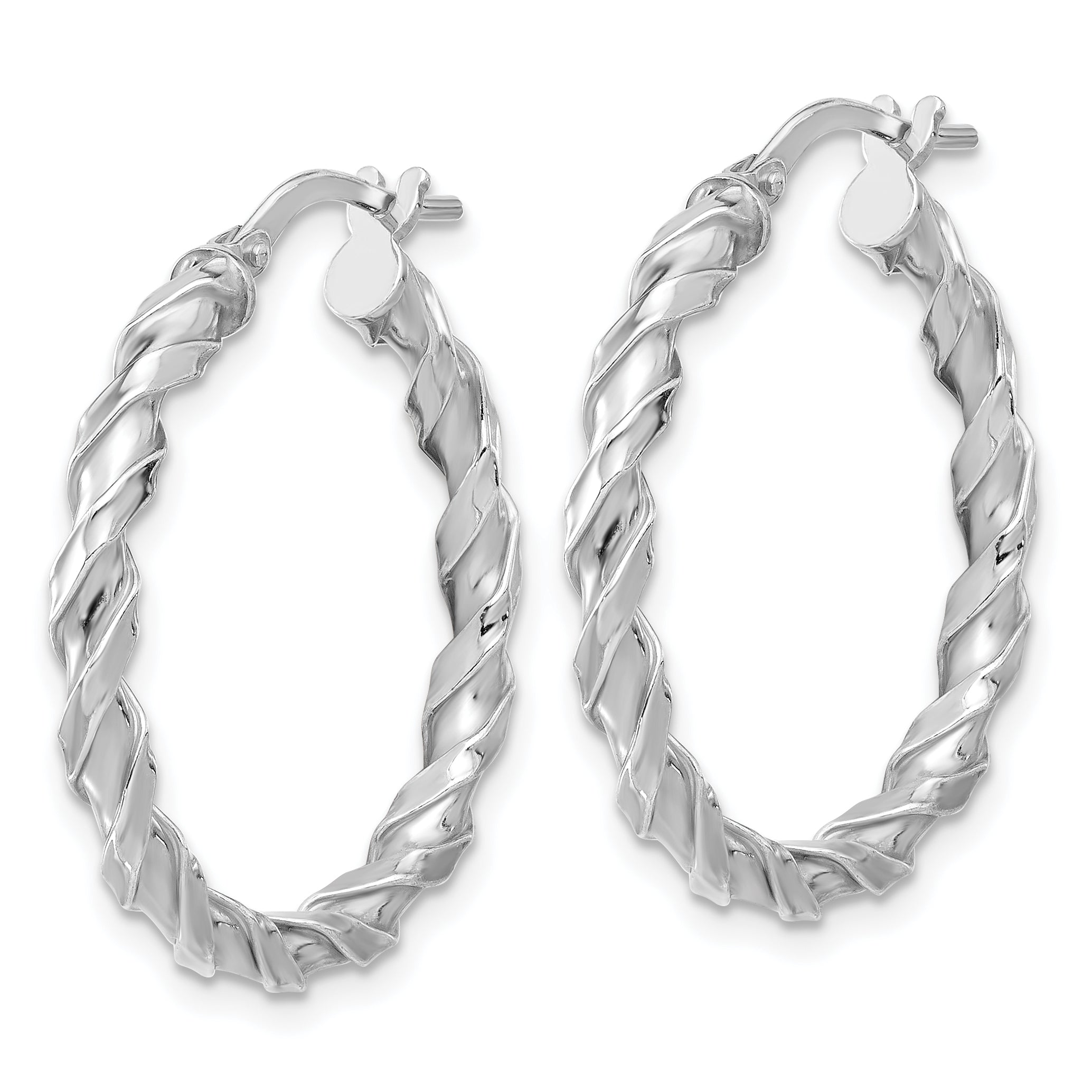 Sterling Silver Rhodium-plated Polished Twisted Hoop Earrings Secondary image