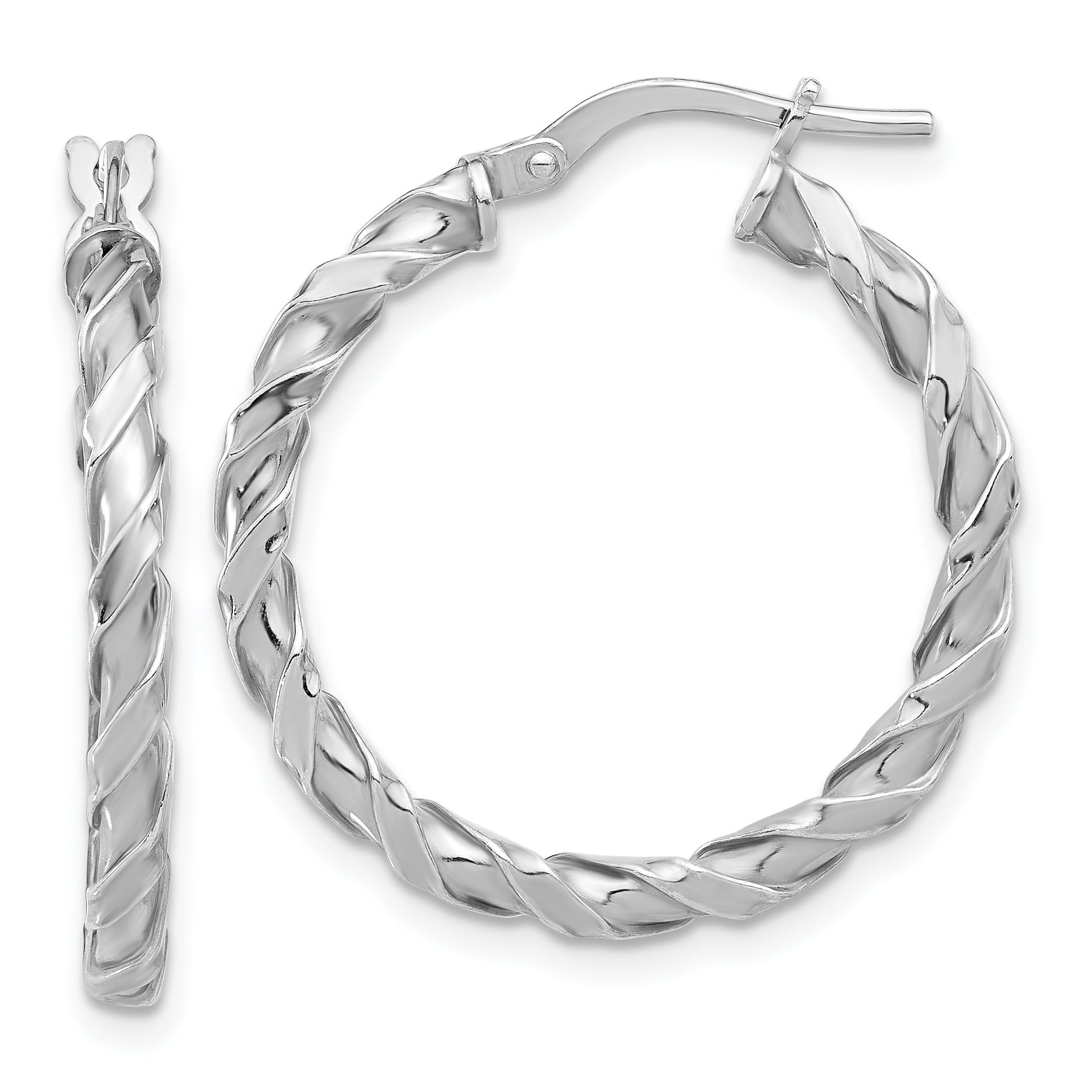 Sterling Silver Rhodium-plated Polished Twisted Hoop Earrings Main image