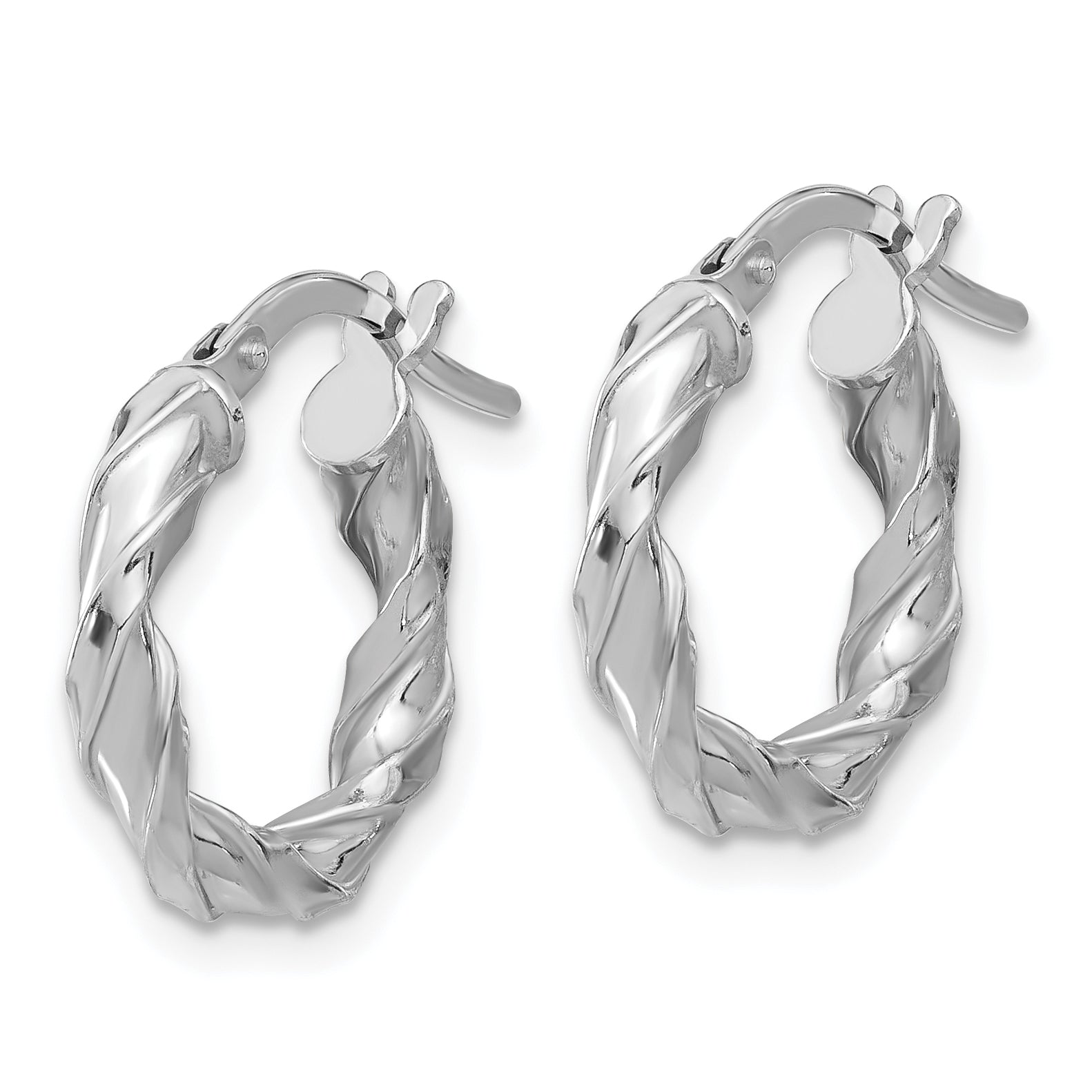 Sterling Silver Rhodium-plated Polished Twisted Hoop Earrings Secondary image