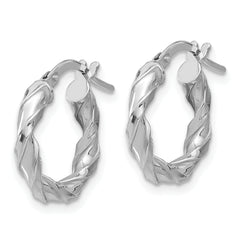 Sterling Silver Rhodium-plated Polished Twisted Hoop Earrings