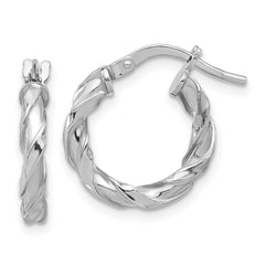 Sterling Silver Rhodium-plated Polished Twisted Hoop Earrings